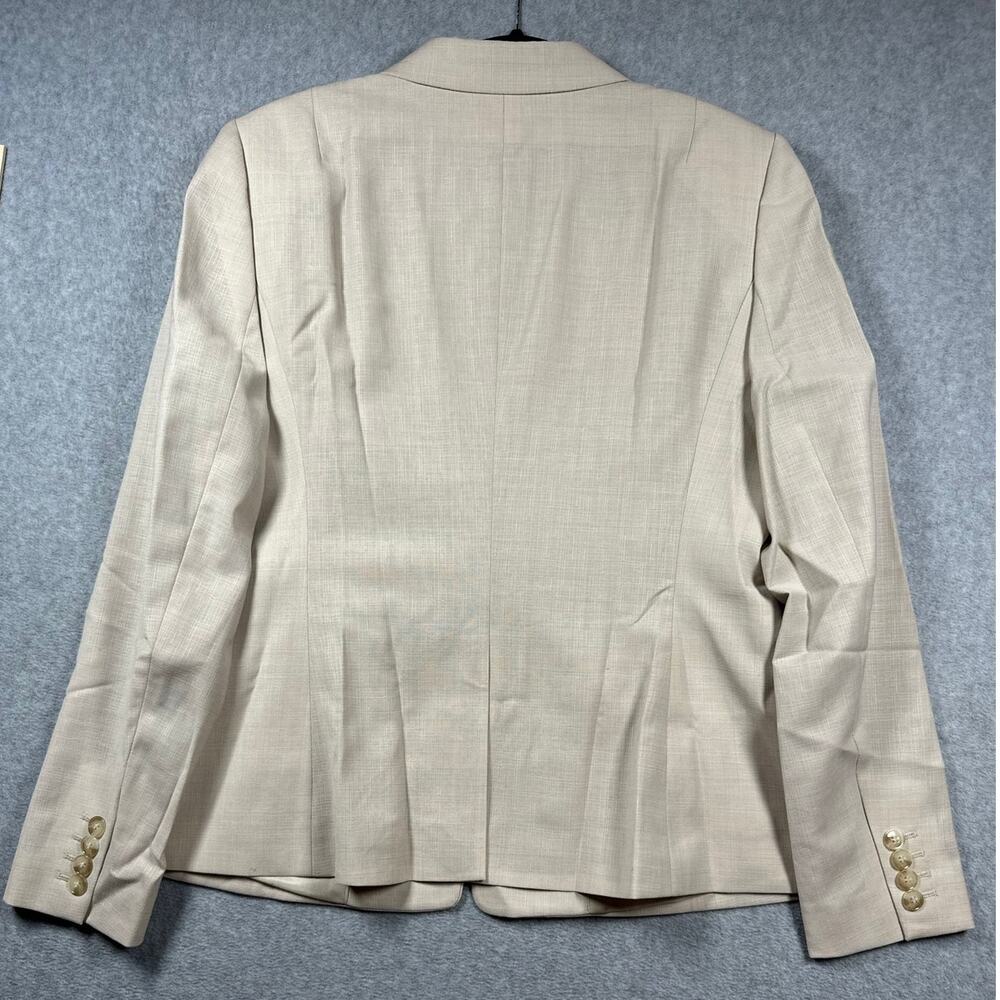 Reiss Wool Blend Blazer Jacket Women's Size 10 Beige Single Breasted Peak Lapel - Picture 3 of 8